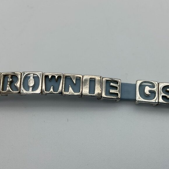 Girls Light Blue & Silvertone Brownie Girls Scout 6 inch  Slider Bracelet. - Picture 5 of 5